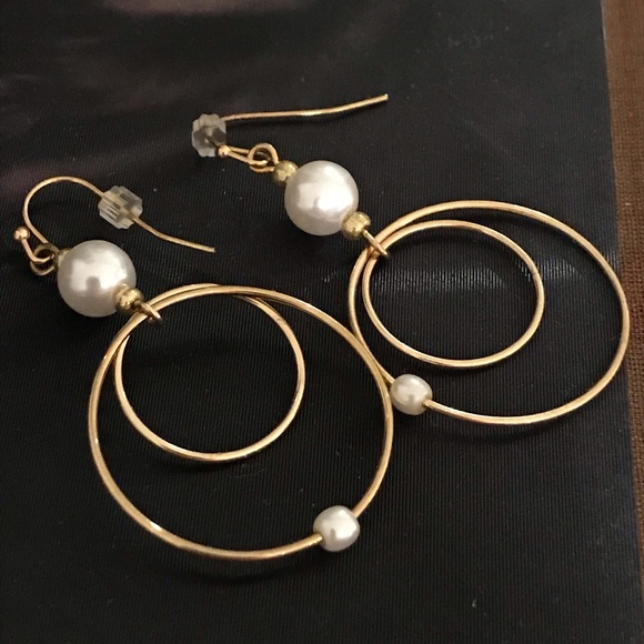 Target Jewelry Gold Pearl Hoop Earrings Poshmark